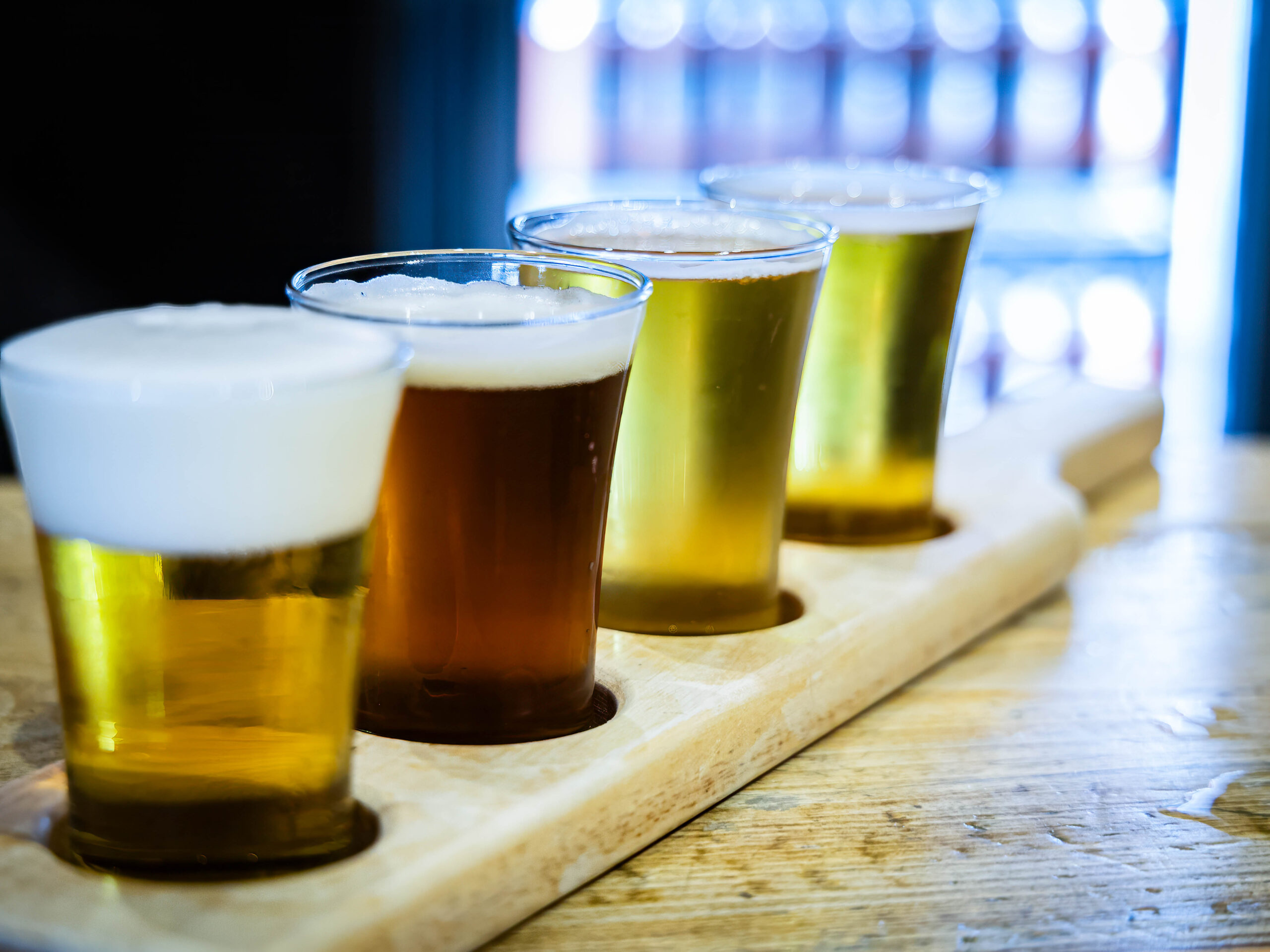 Beer flight at Base Camp Brewing
