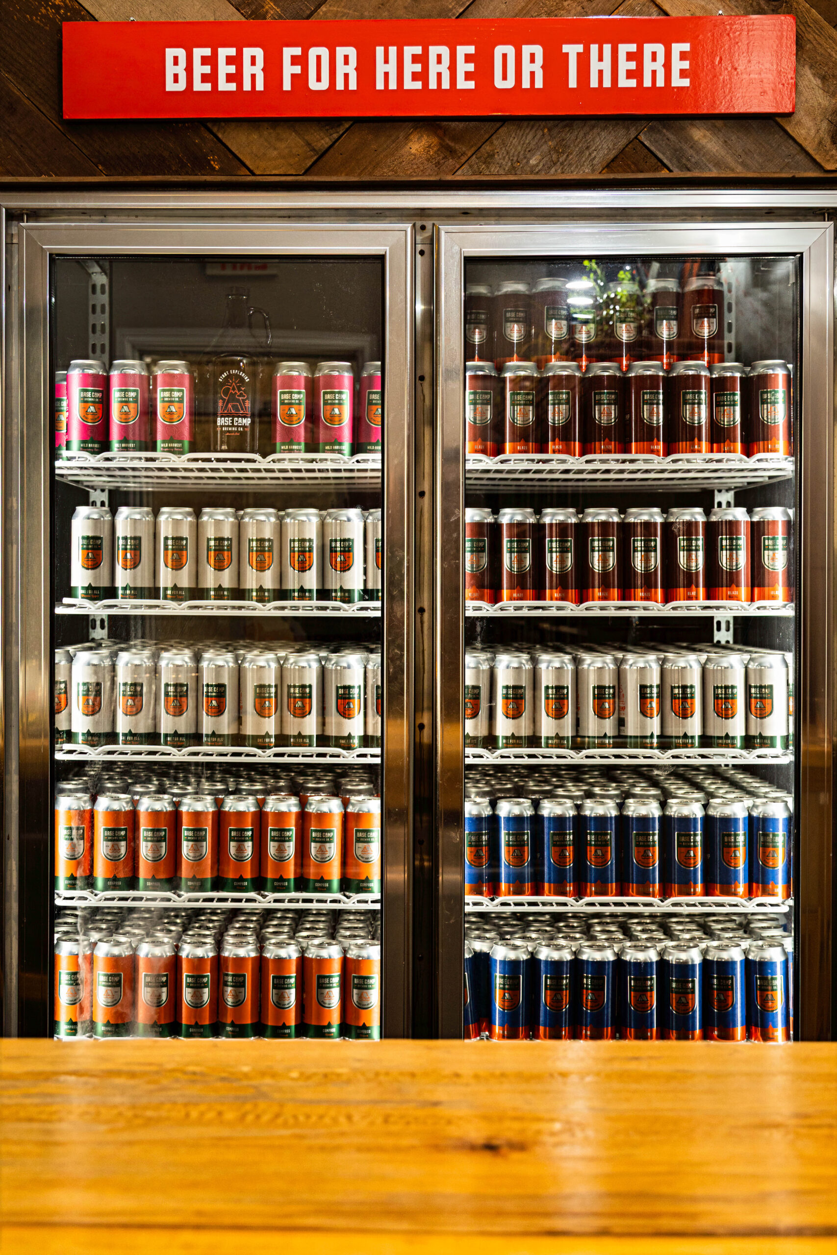 Beer fridge at Base Camp Brewing